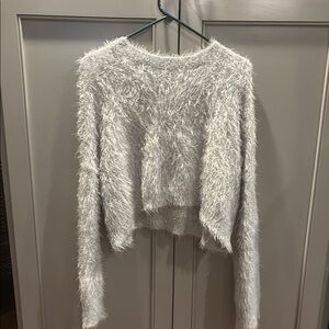 Urban outfitters cozy Fuzzy silver Sweater